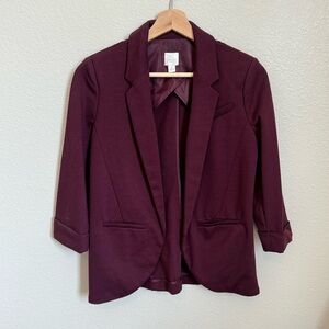 Lauren Conrad Burgundy Blazer with Rolled Sleeves